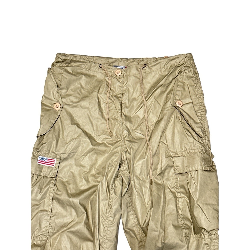 Vintage UFO Rare Y2K 1990's Parachute Beige Cargo Baggy Pants Size M RN44615